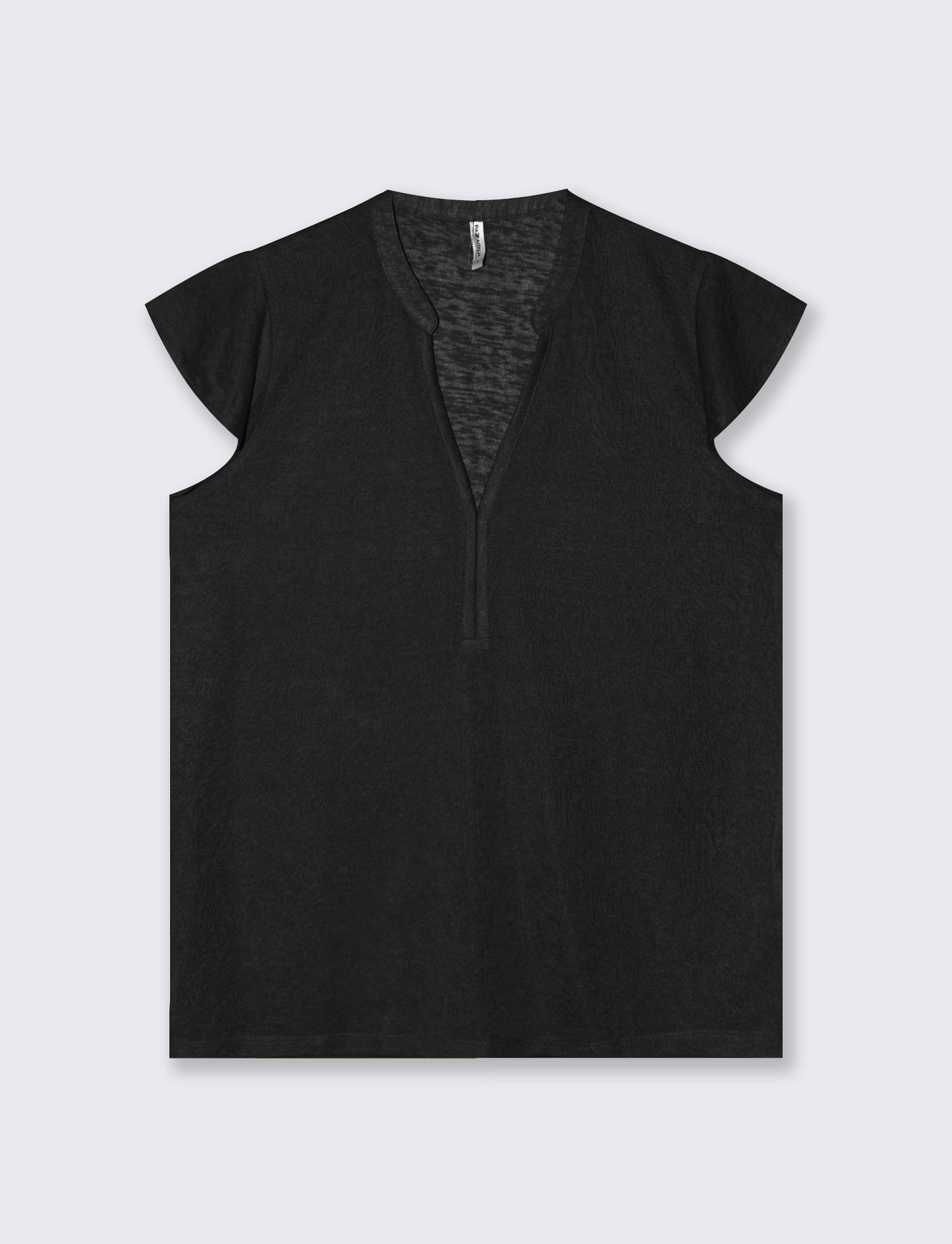 T-Shirt Scollo a V Manica Corto - Nero