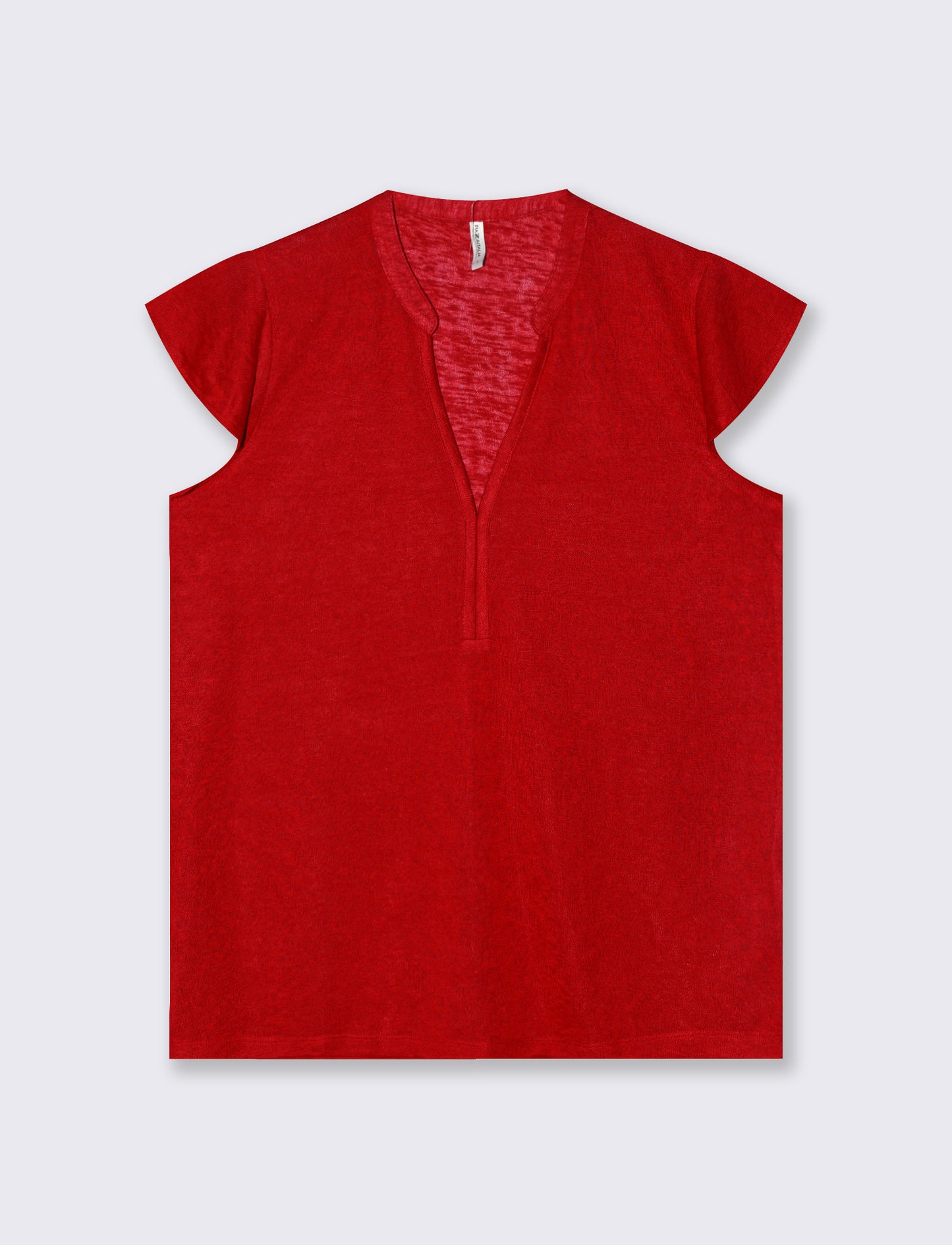 T-Shirt Scollo a V Manica Corto - Rosso