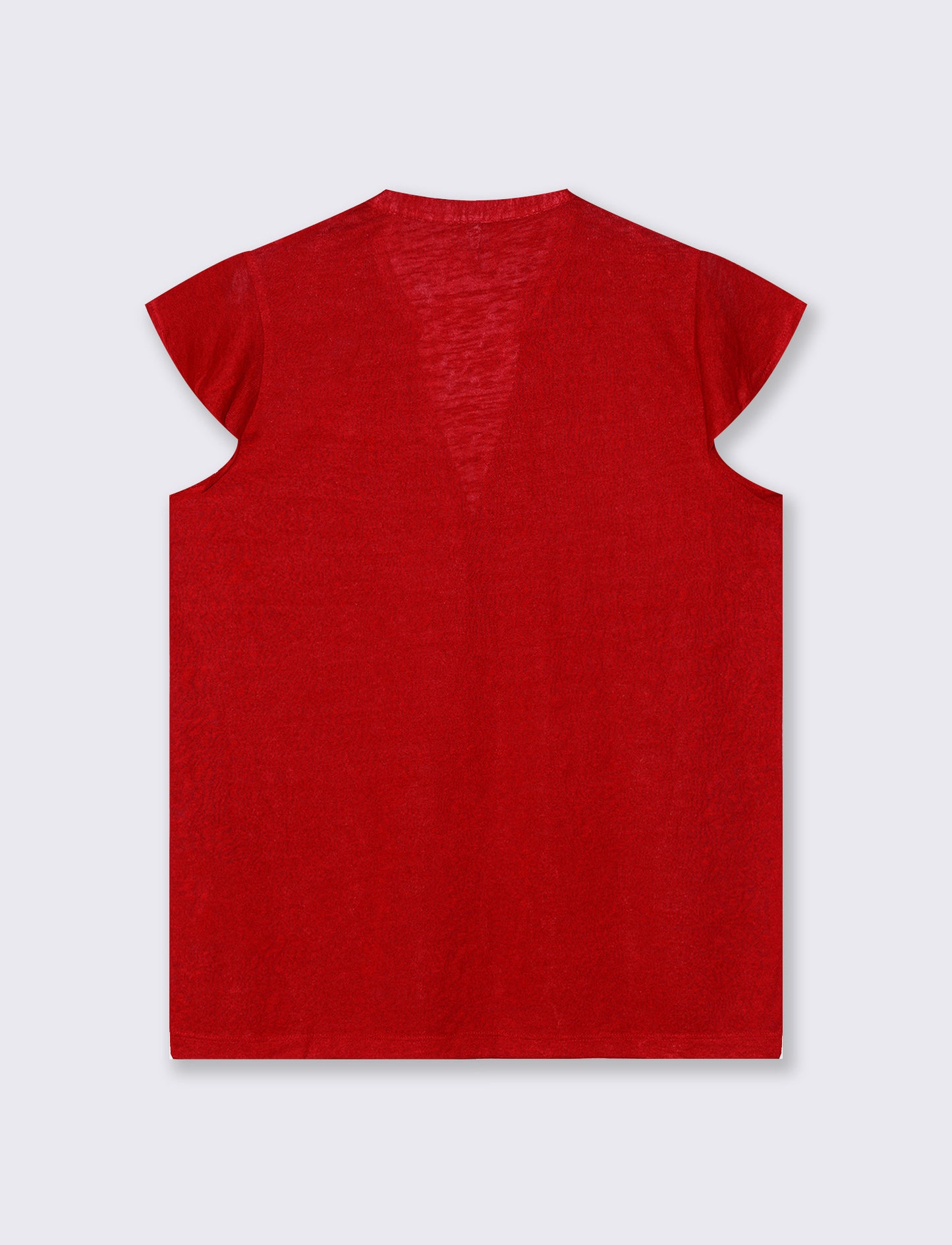 T-Shirt Scollo a V Manica Corto - Rosso
