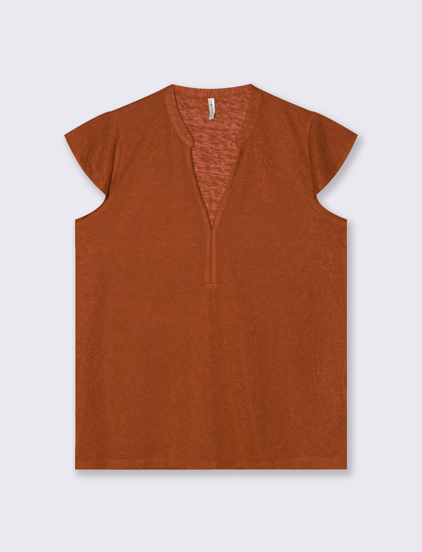 T-Shirt Scollo a V Manica Corto - Cognac