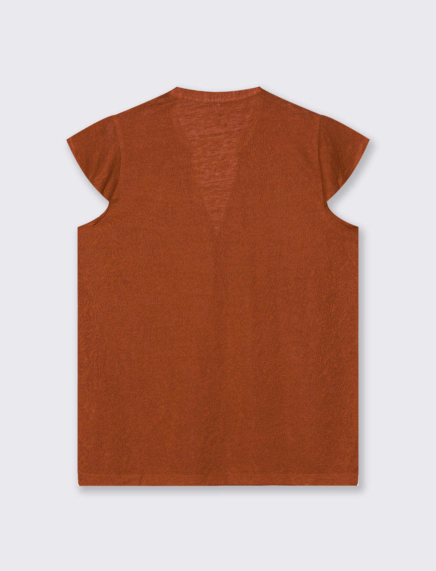 T-Shirt Scollo a V Manica Corto - Cognac