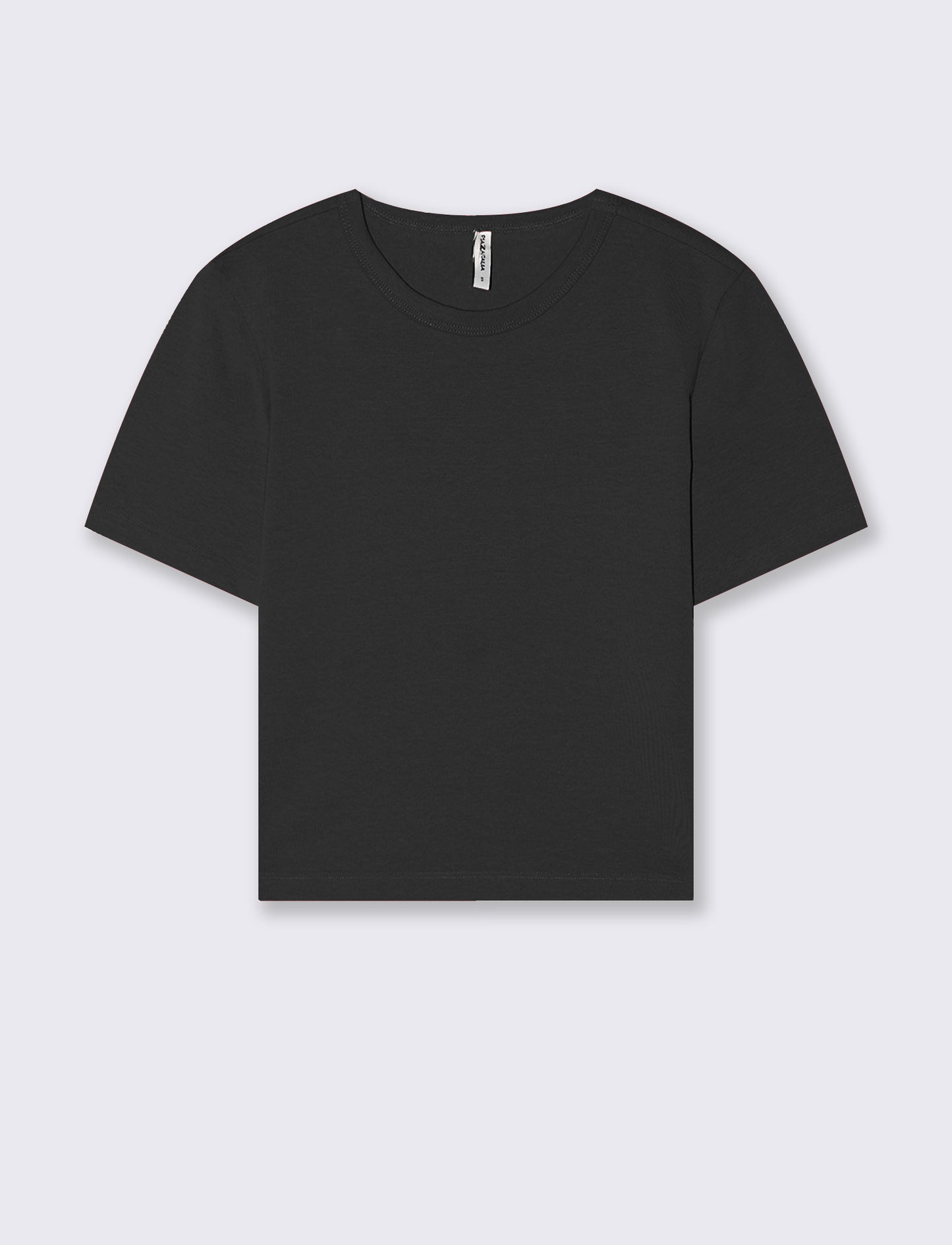 T-Shirt Basica Crop Manica Corta - Nero