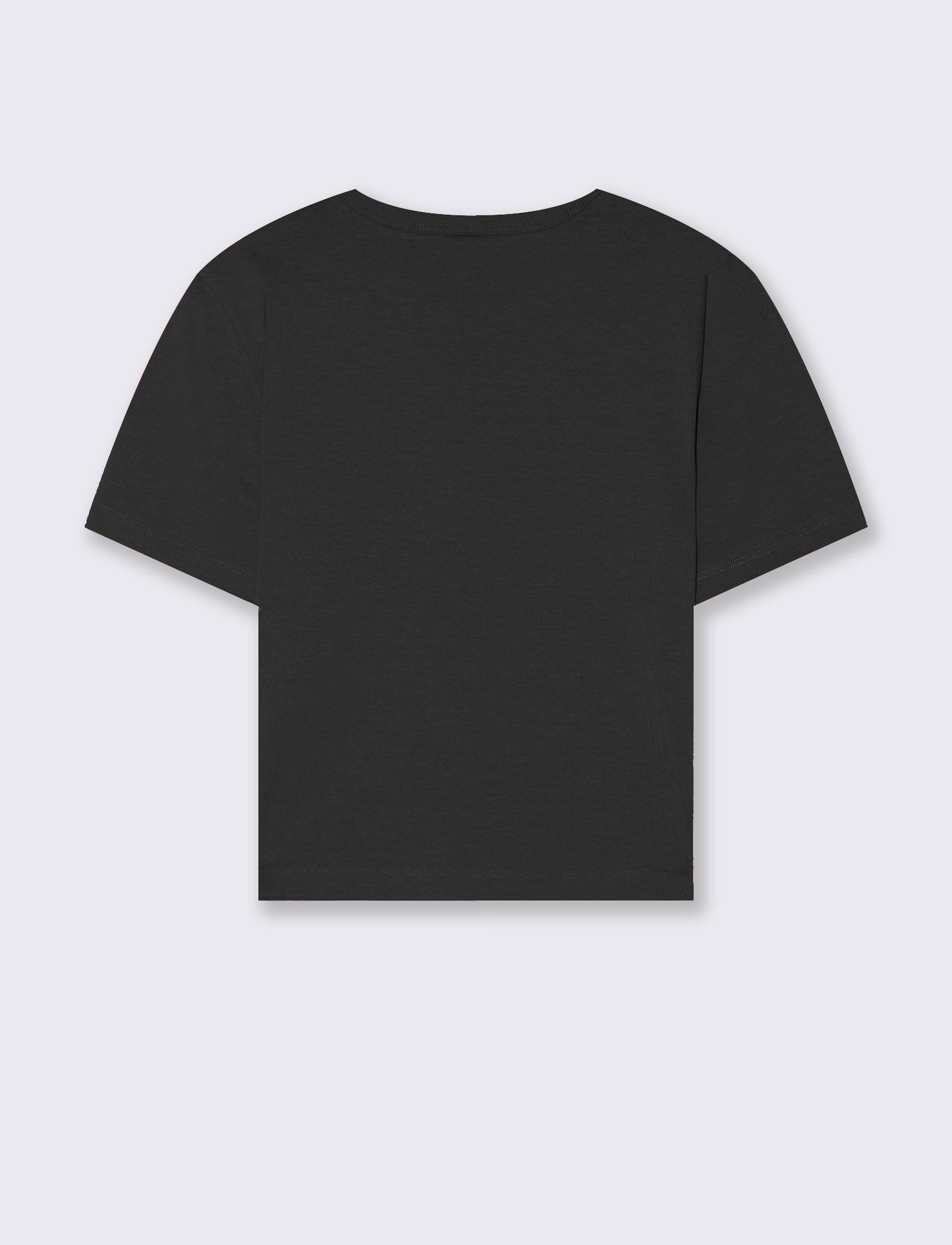 T-Shirt Basica Crop Manica Corta - Nero