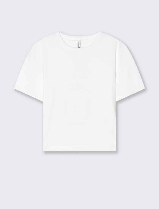 T-Shirt Basica Crop Manica Corta - Bianco