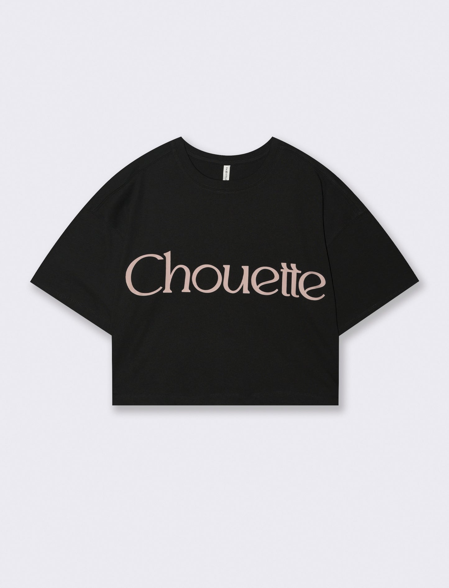 T-shirt Crop con Stampa e Manica Corta - Nero