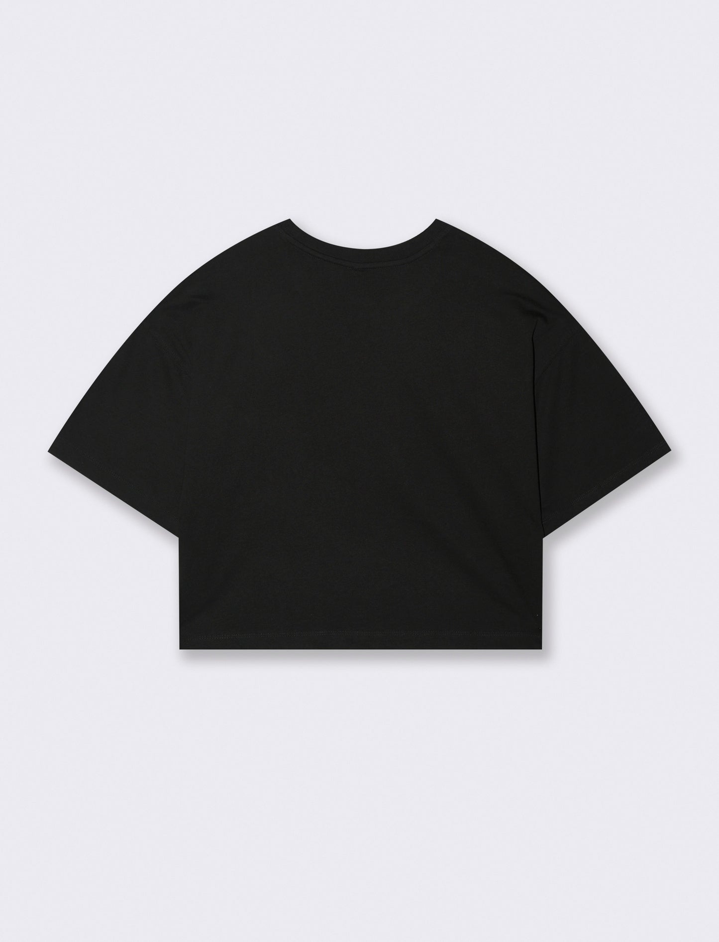 T-shirt Crop con Stampa e Manica Corta - Nero