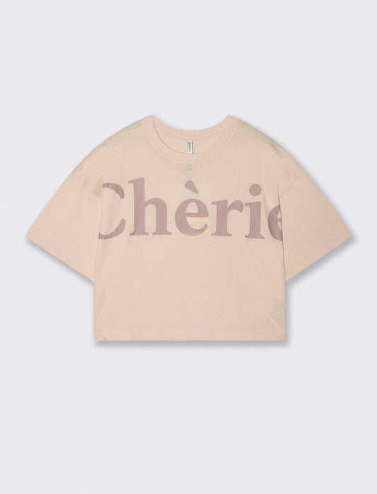 T-shirt Crop con Stampa e Manica Corta - var 1