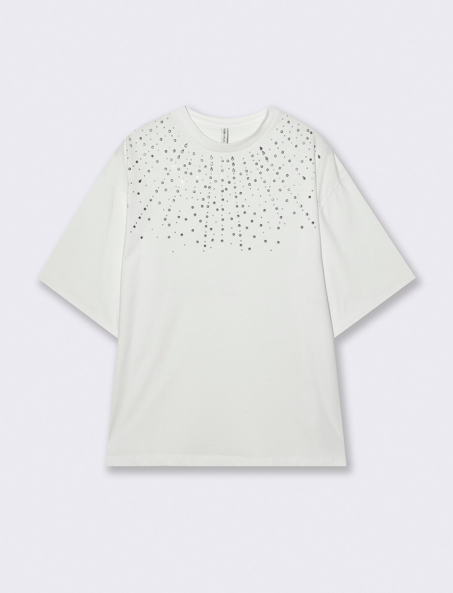 T-Shirt Manica Corta con Strass - Bianco