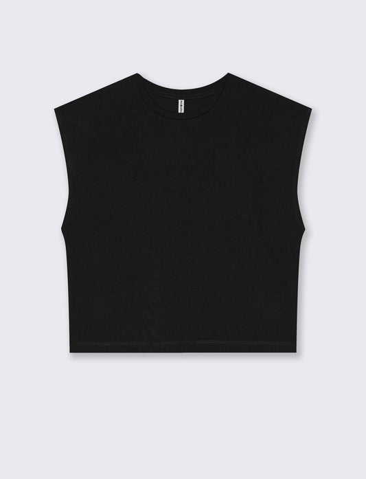 T-Shirt Crop Basica Girocollo - Nero