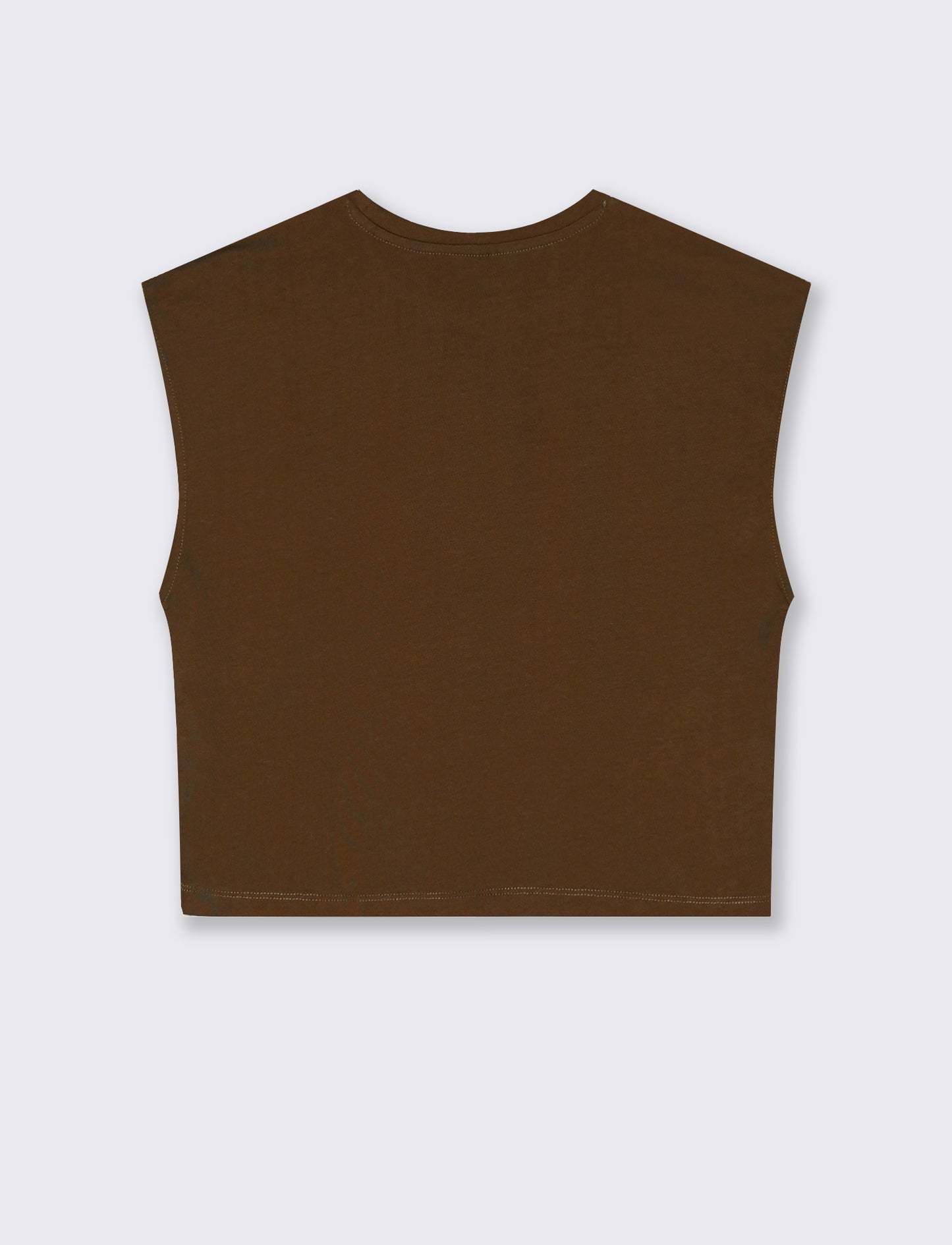 T-Shirt Crop Basica Girocollo - Marrone cioccolato