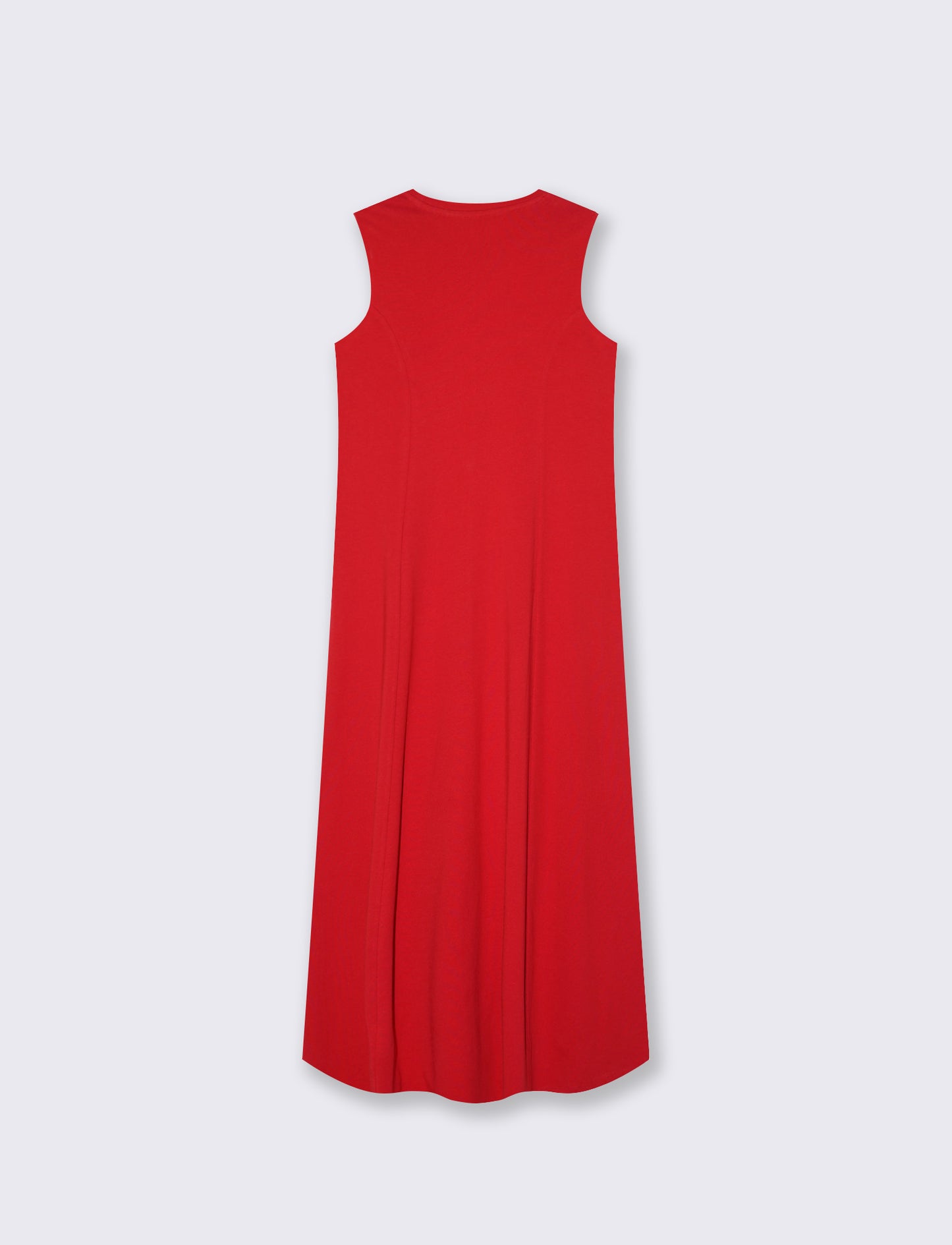 Vestito lungo in cotone svasato senza maniche - Rosso