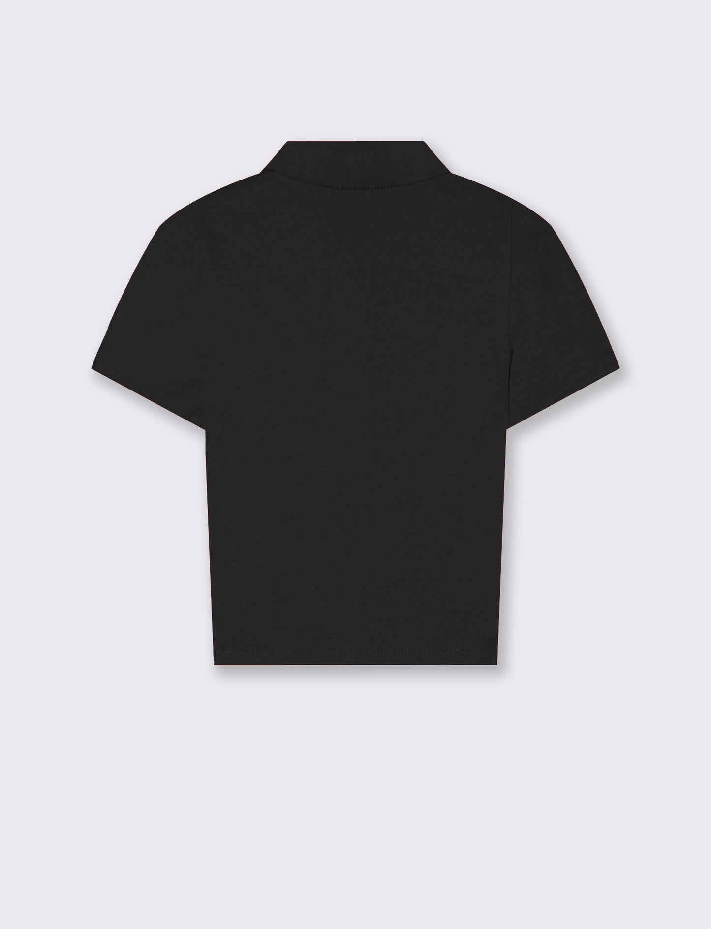 Polo a Coste Crop Mezza Manica - Nero