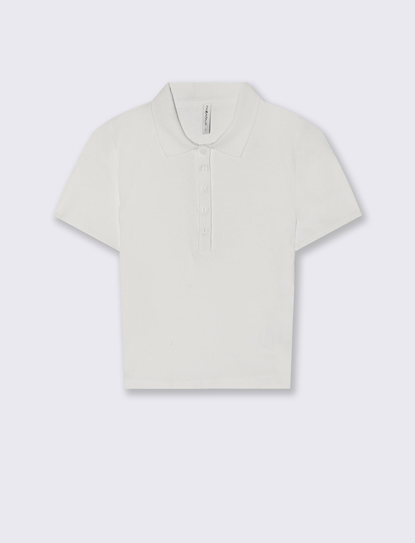 Polo a Coste Crop Mezza Manica - Bianco