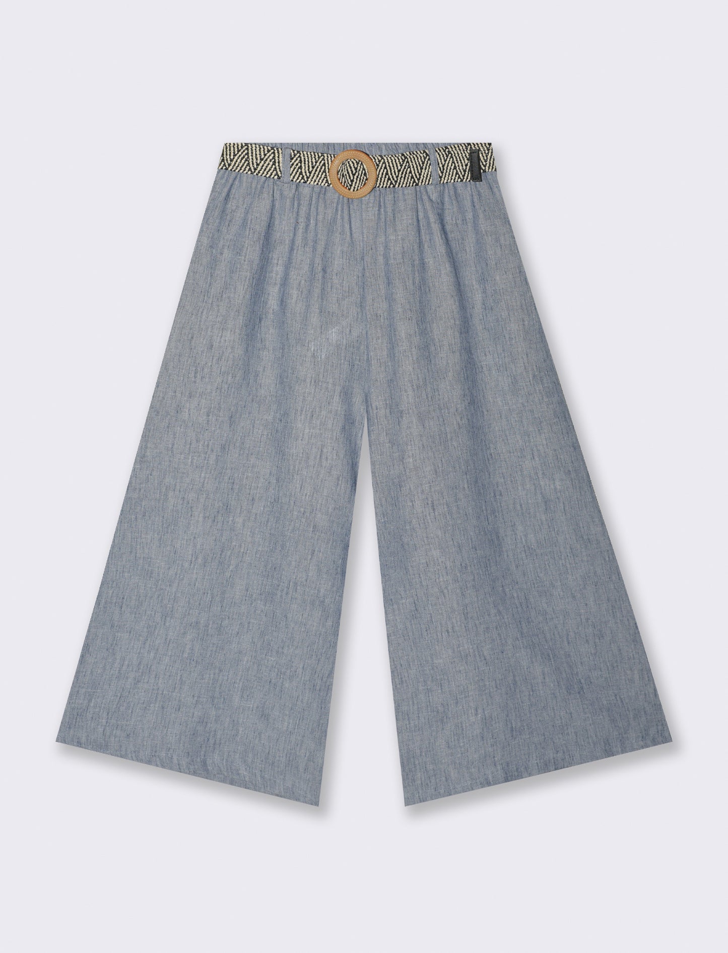 Pantalone largo con cintura - Denim