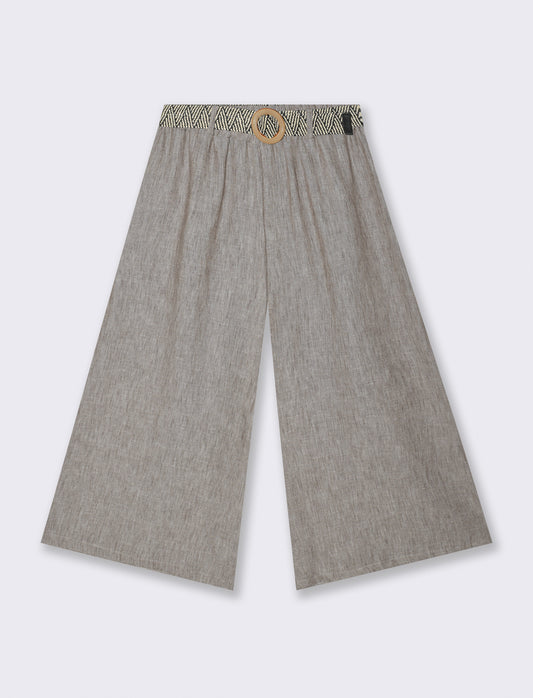 Pantalone largo con cintura - Marrone tabacco