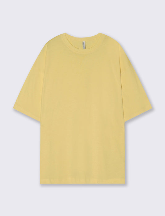 T-Shirt Basic in Cotone Manica Corta - Giallo pastello