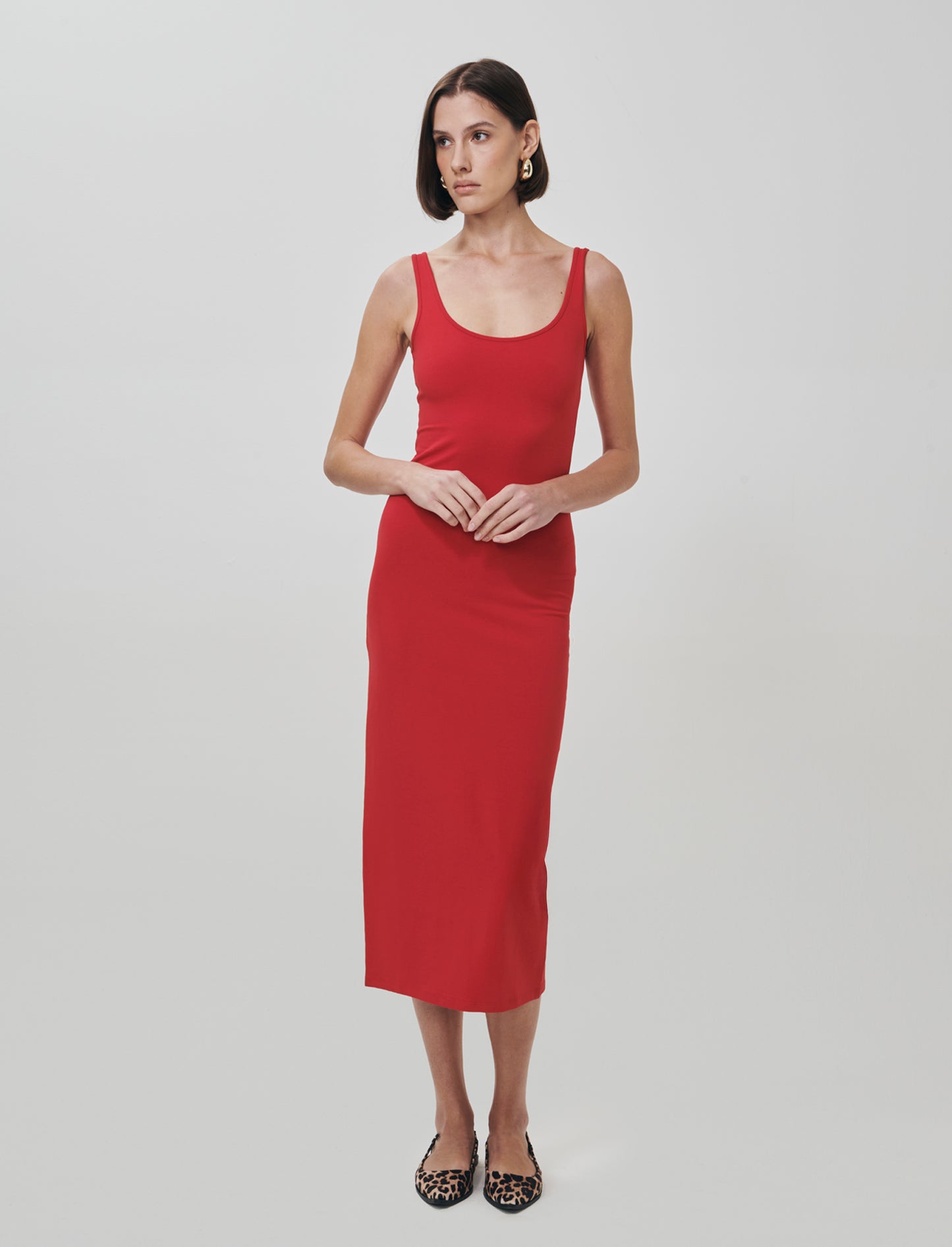 Vestito lungo senza maniche slim fit - Rosso