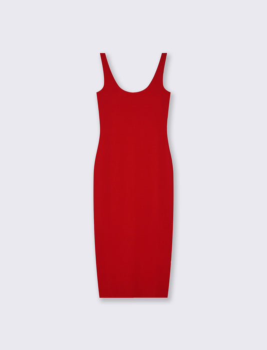 Vestito lungo senza maniche slim fit - Rosso