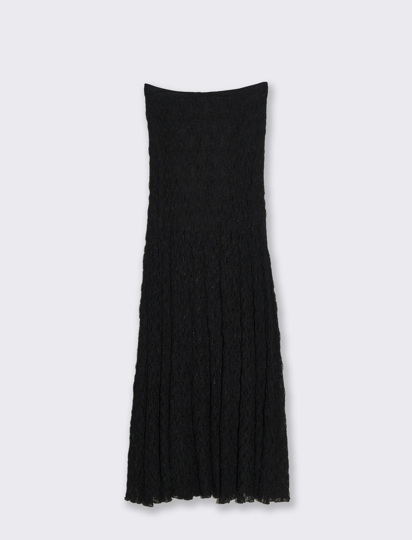 Gonna lunga in pizzo con elastico vita - Nero
