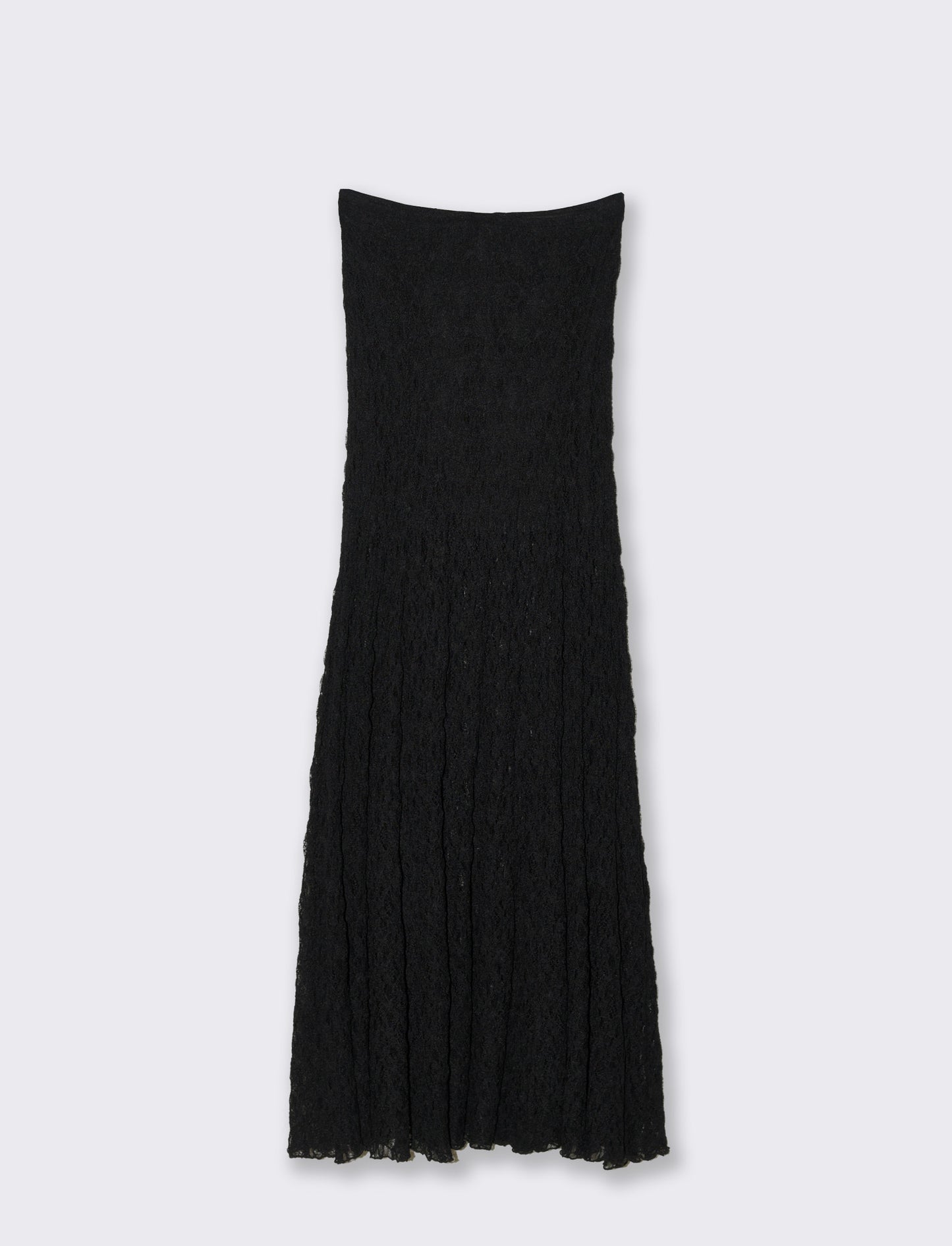 Gonna lunga in pizzo con elastico vita - Nero
