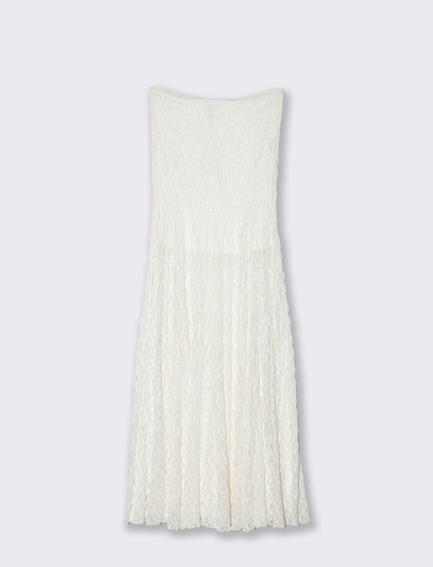 Lace maxi skirt with elastic waist - Beige