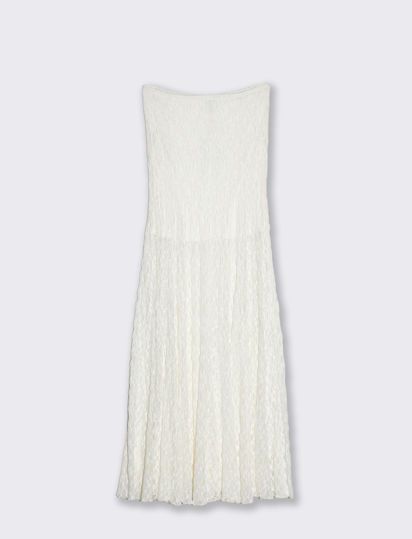 Lace maxi skirt with elastic waist - Beige