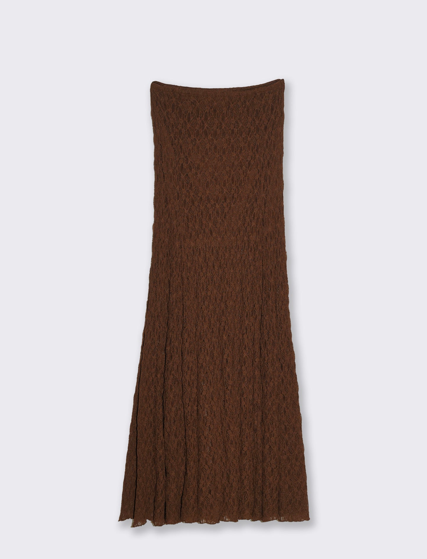 Gonna lunga in pizzo con elastico vita - Marrone cioccolato