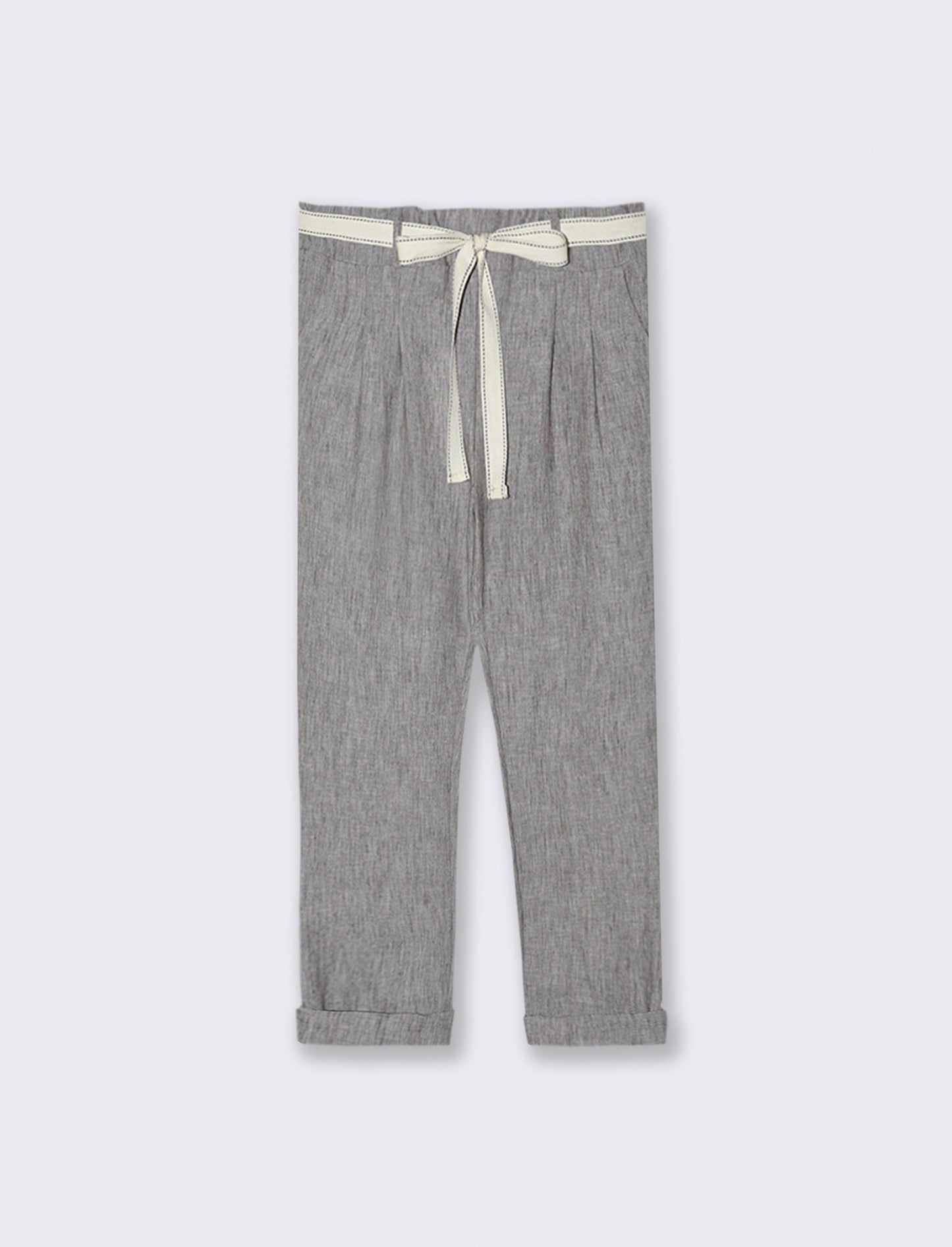 Pantalone con elastico in vita e cintura - Nero