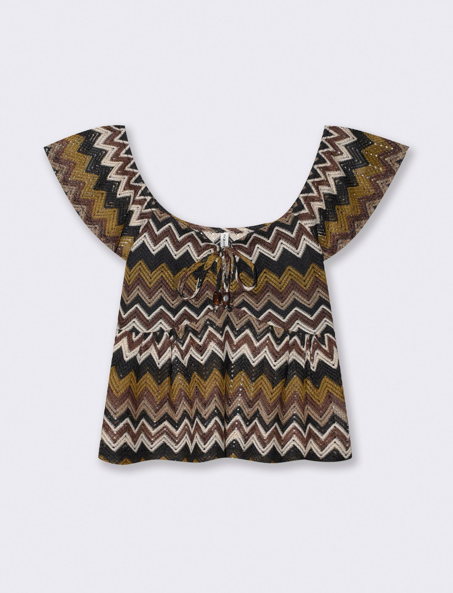 T-shirt with knot and ruffle sleeves - 
