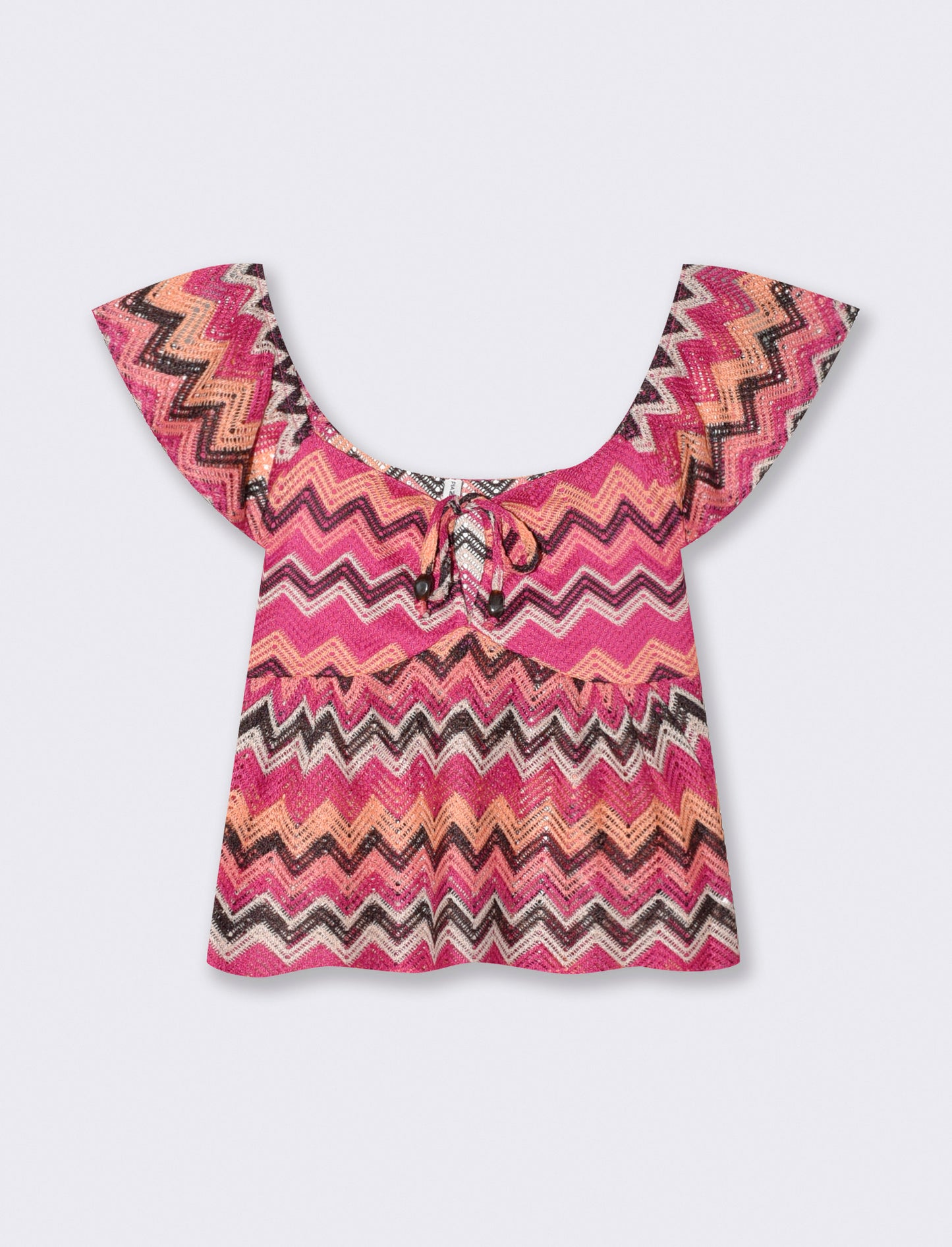 T-shirt with knot and ruffle sleeves - 