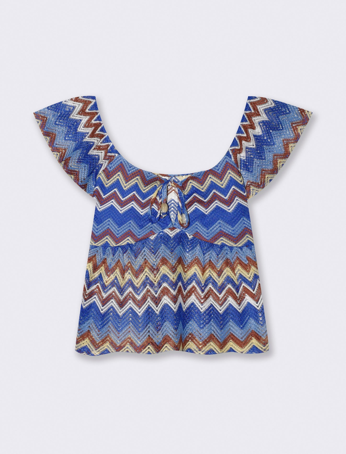 T-shirt with knot and ruffle sleeves - 