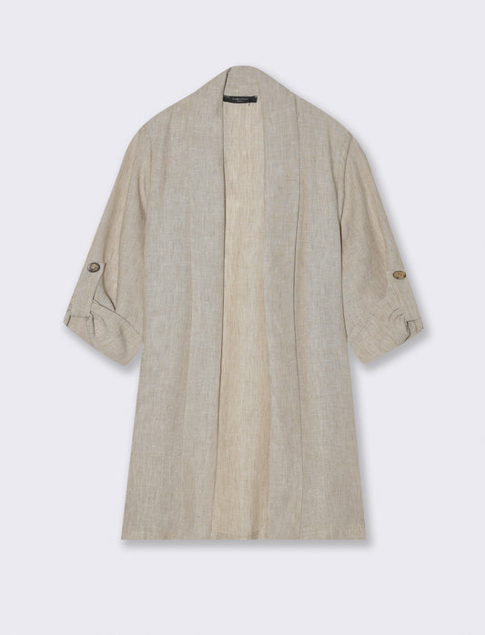 Giacca lunga destrutturata senza bottoni - Beige
