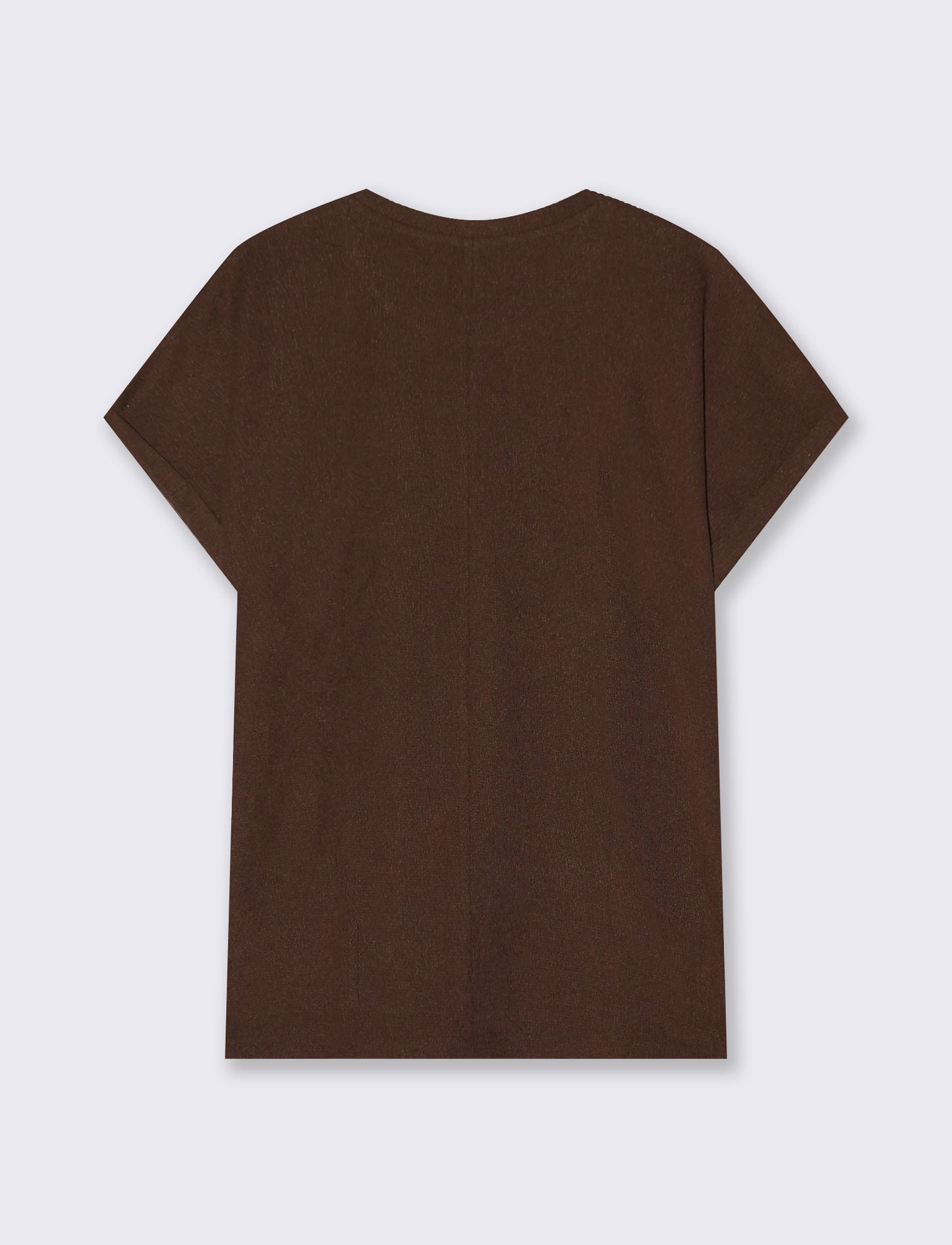 Basic Short Sleeve T-Shirt with Side Slits - Brown