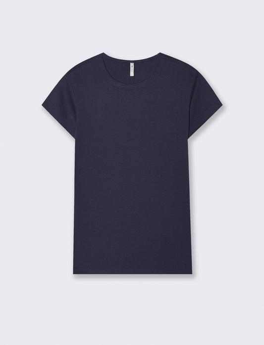 T-Shirt Cotone Manica Corto Girocollo - Blu
