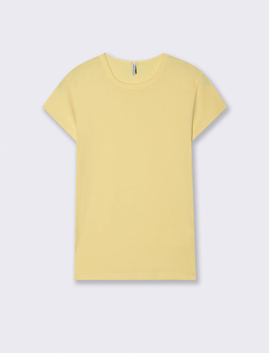 T-Shirt Cotone Manica Corto Girocollo - Giallo