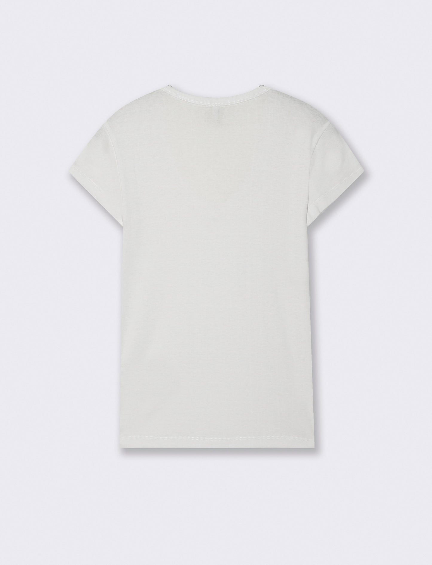 Basic ribbed T-shirt with V-neck - White