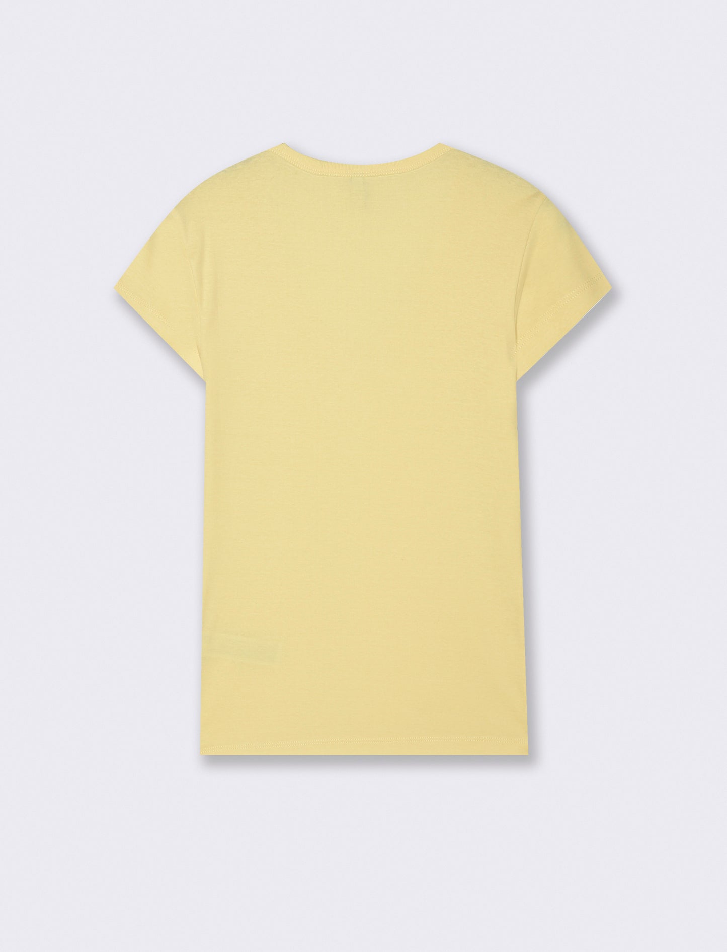 Basic ribbed T-shirt with V-neck - Yellow