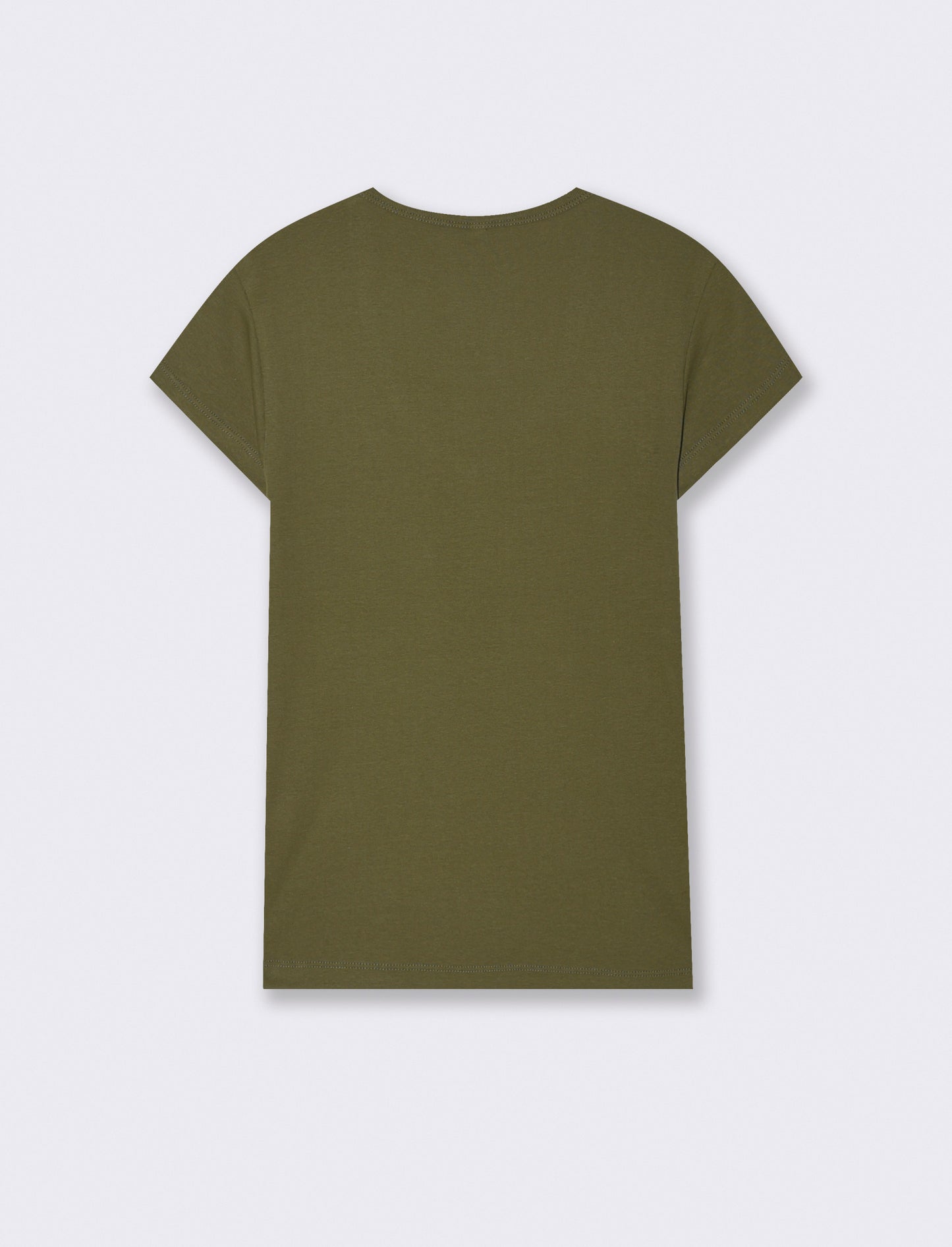 Basic ribbed T-shirt with V-neck - Green