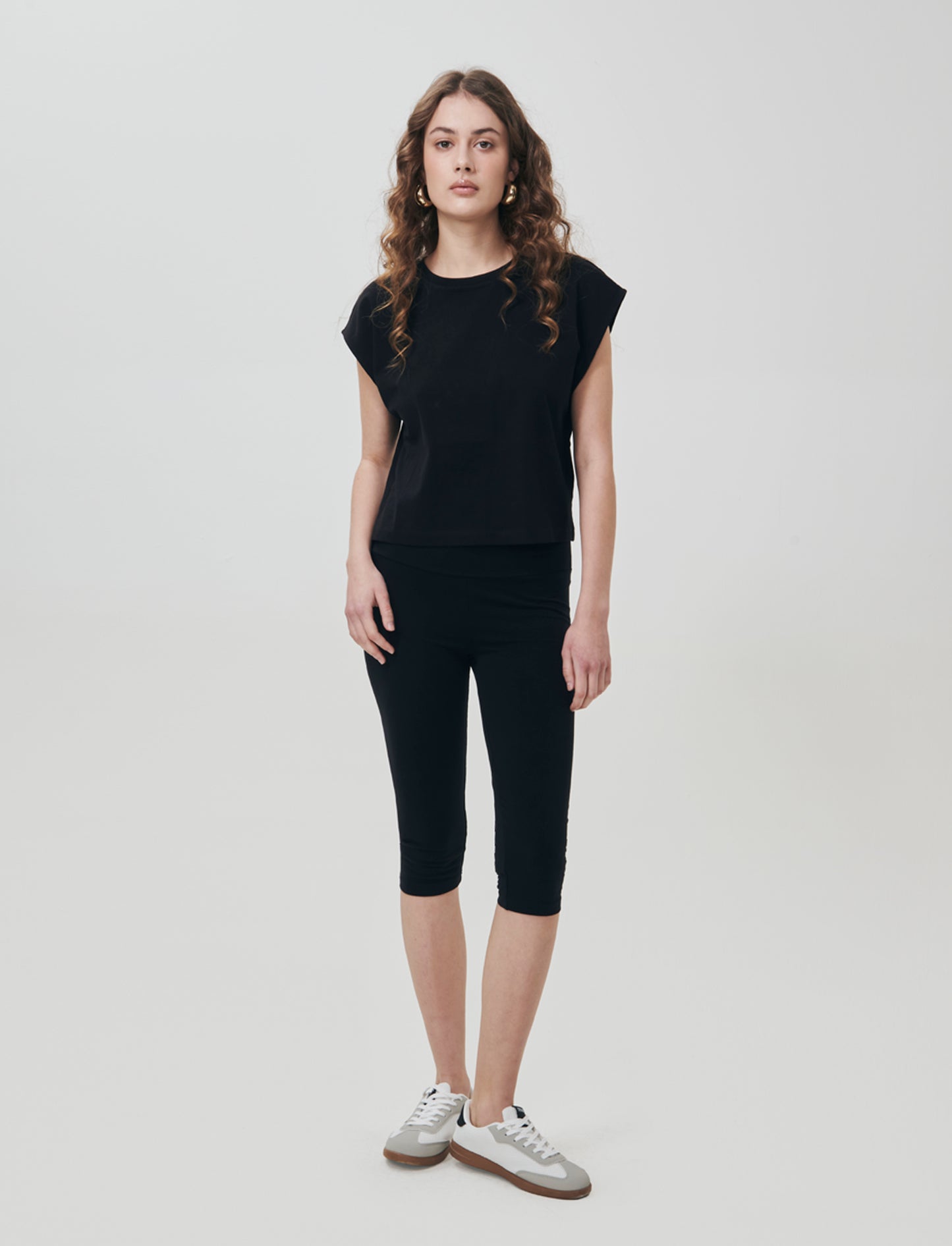 High Waist Capris Leggings - Black