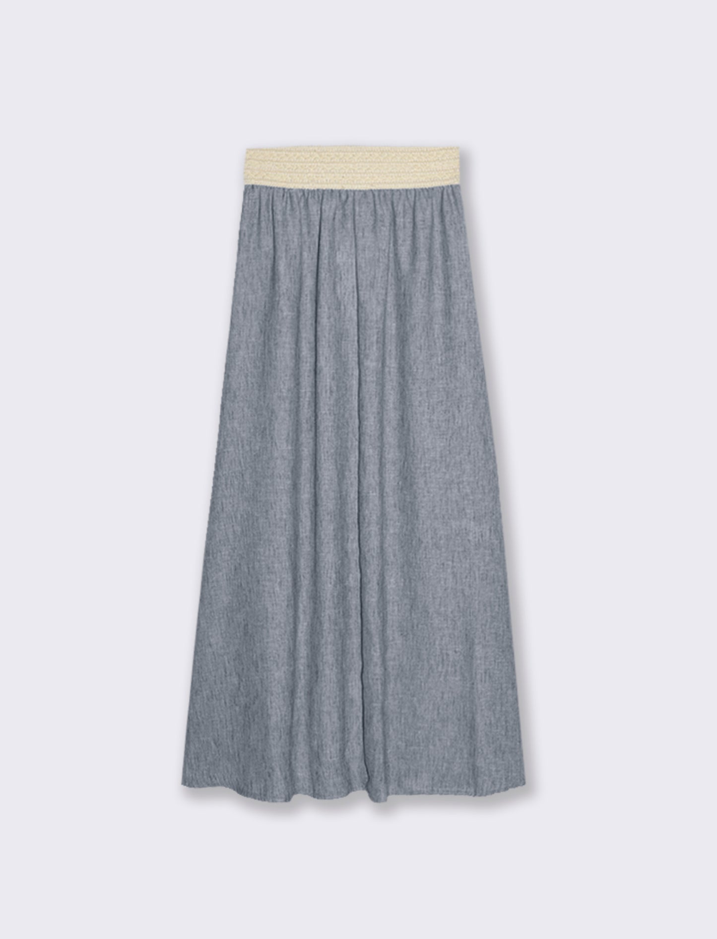 Gonna lunga con elastico in vita - Denim
