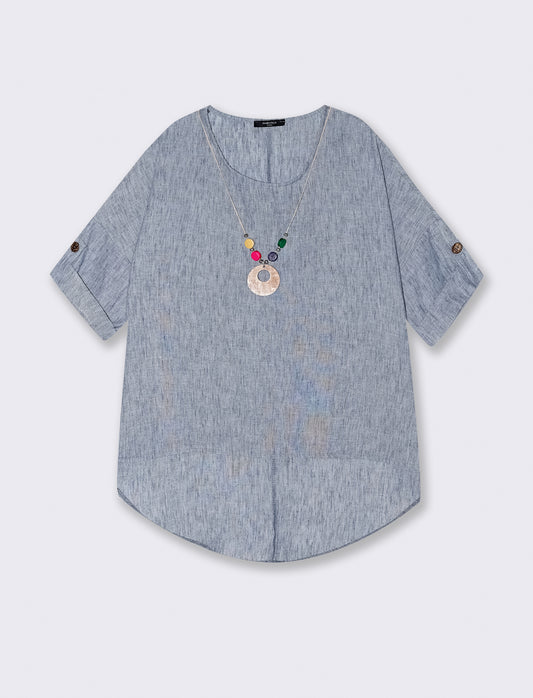 Casacca over con collana - Denim