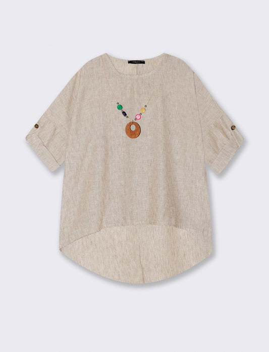 Casacca over con collana - Beige