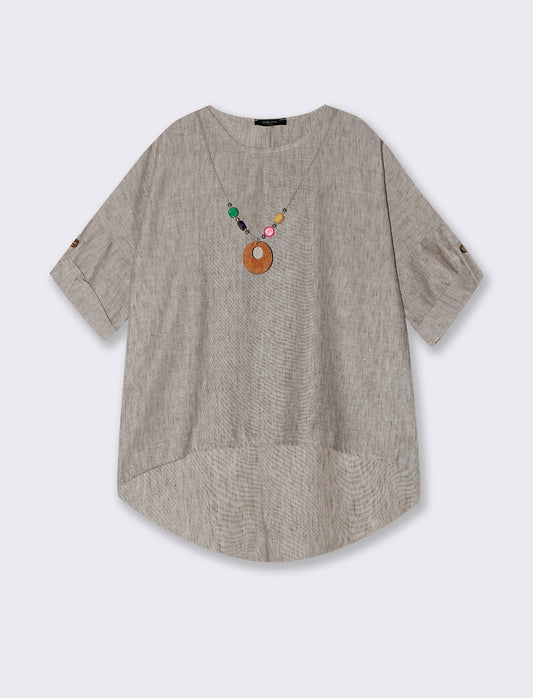 Casacca over con collana - Marrone tabacco