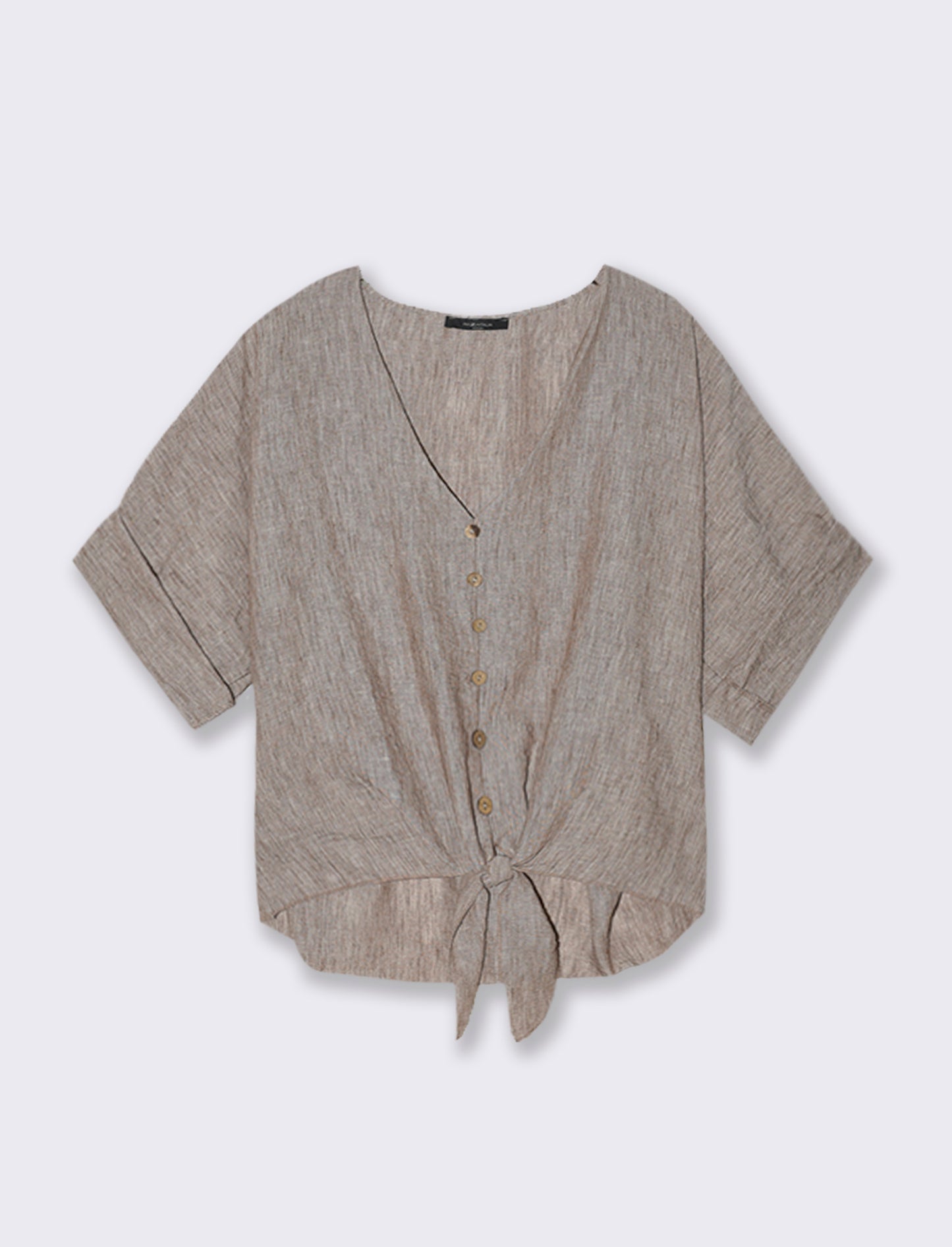 Casacca con bottoni scollo a V - Marrone tabacco