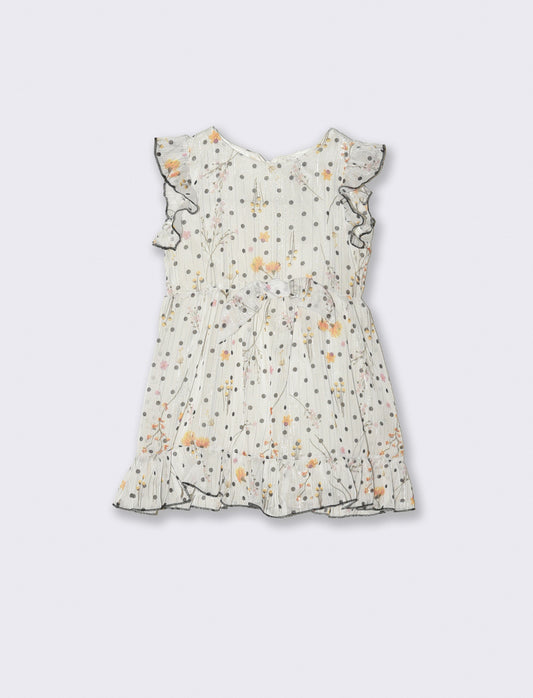 Abito elegante da neonata in tessuto leggero stampato. - Fantasia