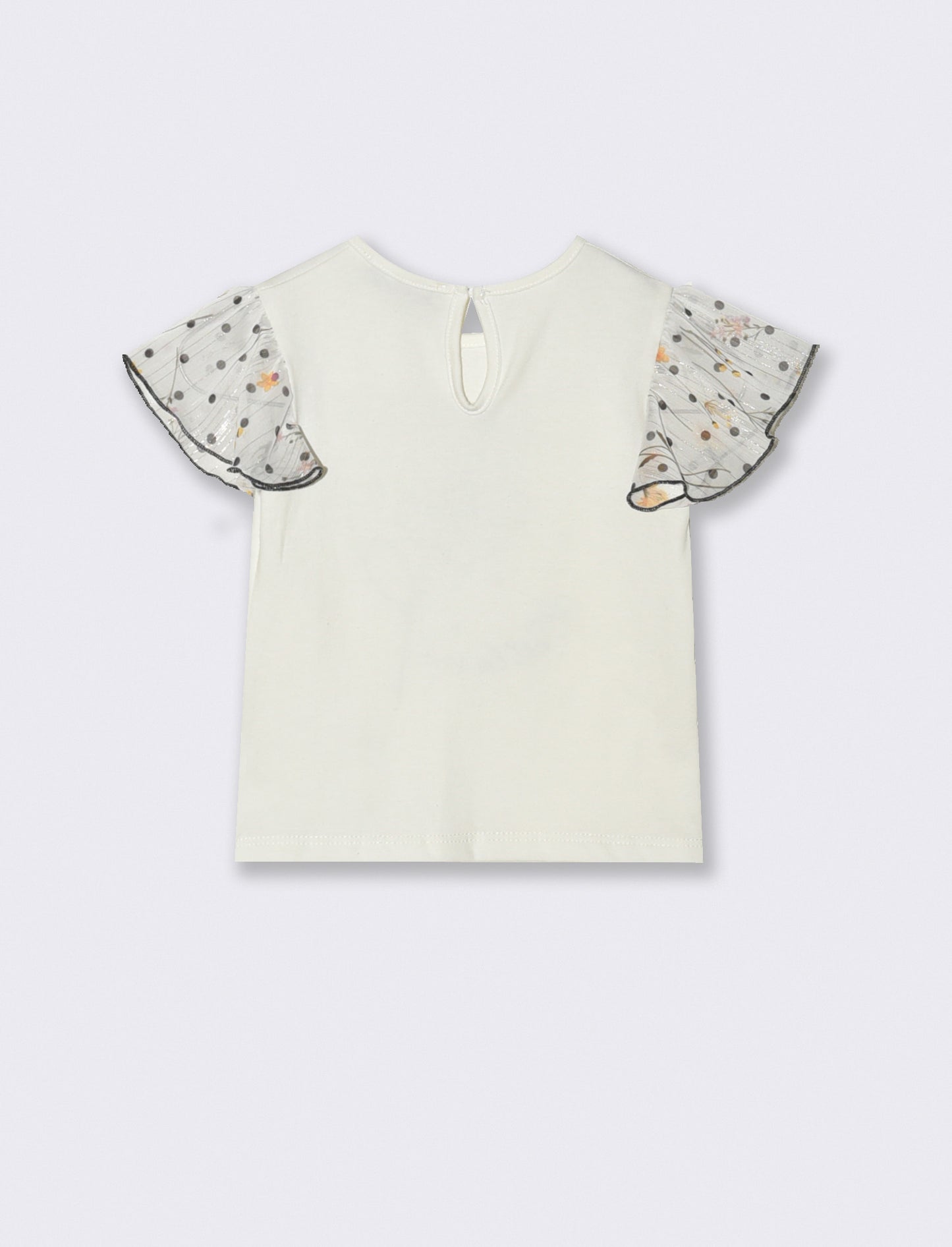T-shirt da neonata con maniche in tessuto stampato. - Fantasia