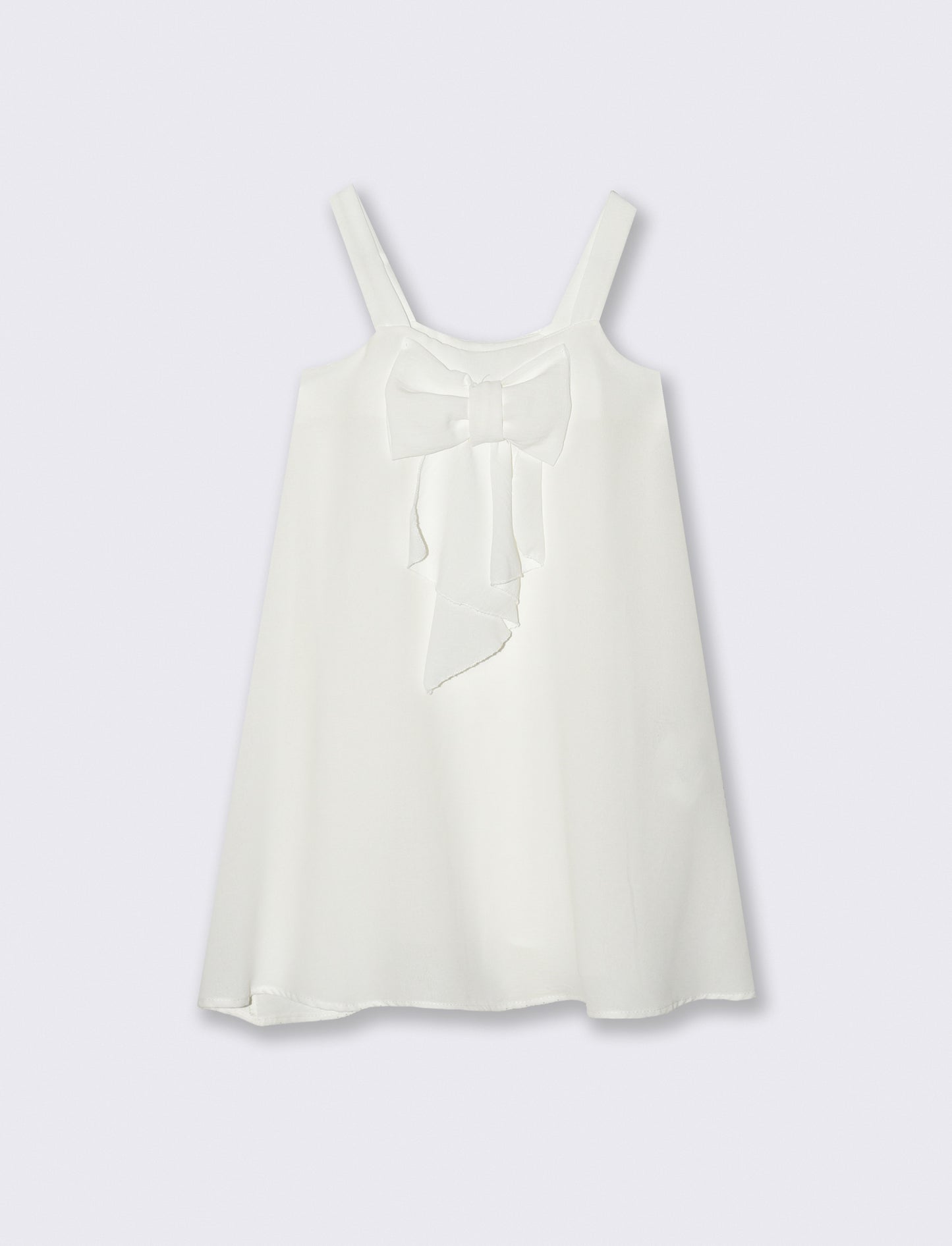Abito leggero da bambina con fiocco. - Bianco