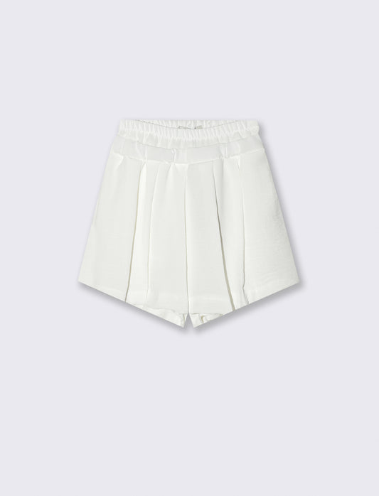 Short finta gonna in tessuto leggero. - Bianco