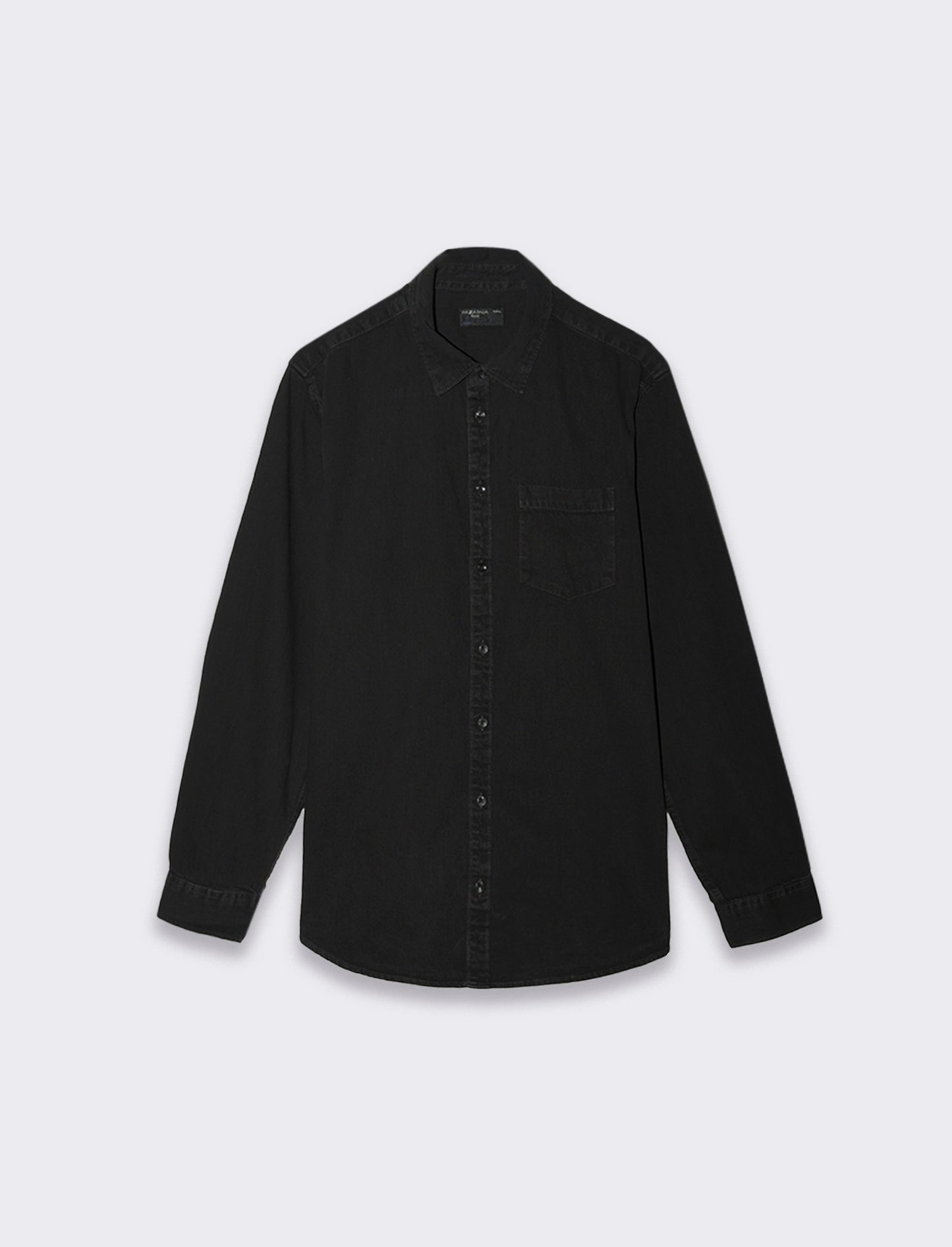 Men's Regular Fit Denim Shirt with Pocket - Black