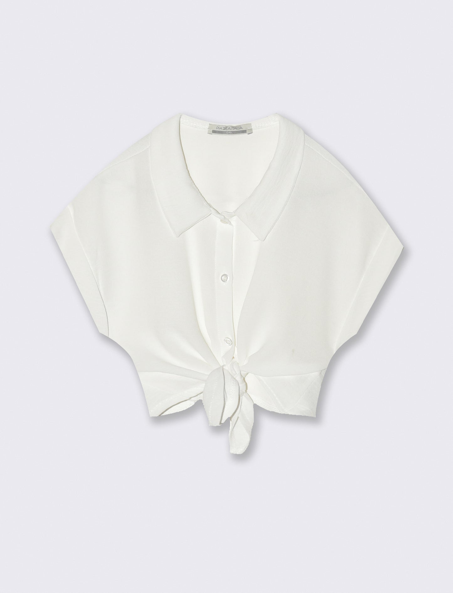Camicia cropped con nodo. - Bianco
